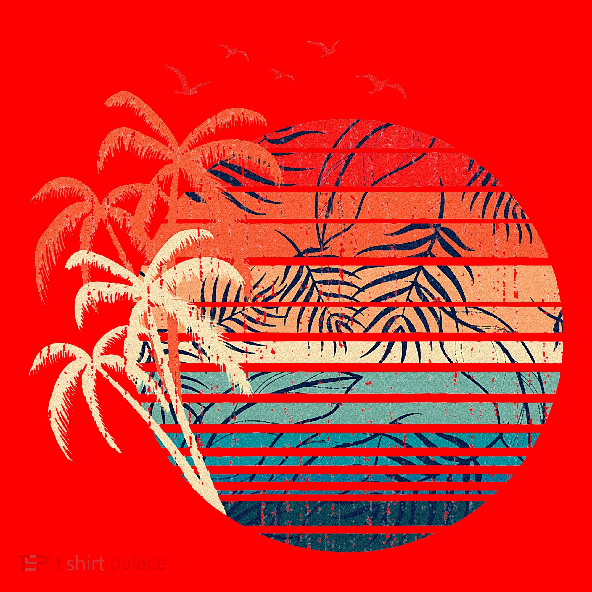 Exotic Flowers Coconut Palm Trees Retro Tropical Summer Santa Hat