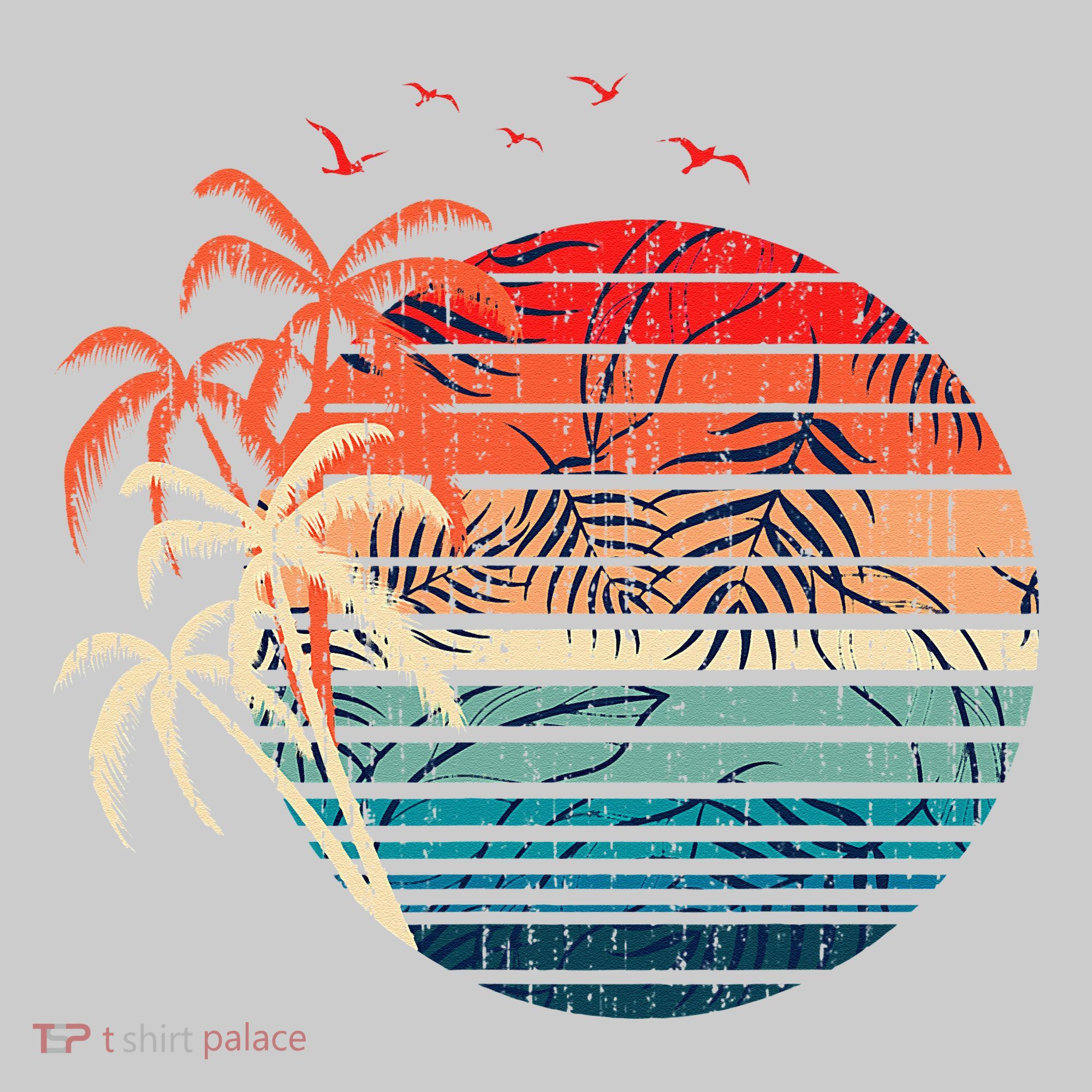Exotic Flowers Coconut Palm Trees Retro Tropical Summer Performance Fleece Hoodie