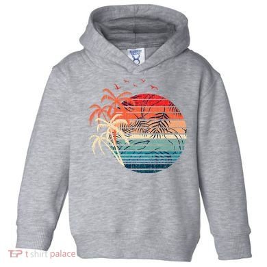 Exotic Flowers Coconut Palm Trees Retro Tropical Summer Toddler Hoodie