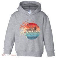 Exotic Flowers Coconut Palm Trees Retro Tropical Summer Toddler Hoodie thumb 0