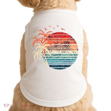 Exotic Flowers Coconut Palm Trees Retro Tropical Summer Doggie Tank