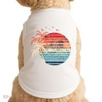 Exotic Flowers Coconut Palm Trees Retro Tropical Summer Doggie Tank thumb 0