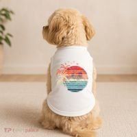 Exotic Flowers Coconut Palm Trees Retro Tropical Summer Doggie Tank thumb 2