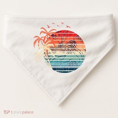 Exotic Flowers Coconut Palm Trees Retro Tropical Summer USA-Made Doggie Bandana