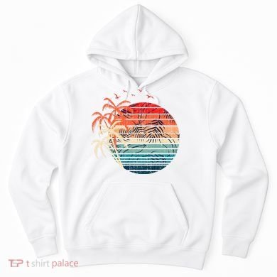 Exotic Flowers Coconut Palm Trees Retro Tropical Summer Hoodie