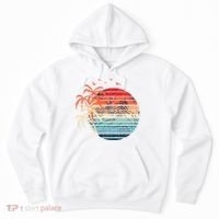 Exotic Flowers Coconut Palm Trees Retro Tropical Summer Hoodie thumb 0