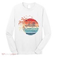Exotic Flowers Coconut Palm Trees Retro Tropical Summer Long Sleeve Shirt thumb 0