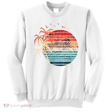 Exotic Flowers Coconut Palm Trees Retro Tropical Summer Sweatshirt