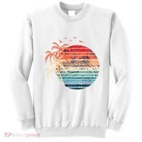 Exotic Flowers Coconut Palm Trees Retro Tropical Summer Sweatshirt thumb 0