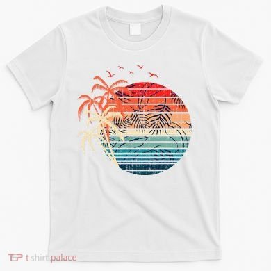 Exotic Flowers Coconut Palm Trees Retro Tropical Summer T-Shirt