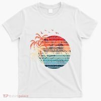 Exotic Flowers Coconut Palm Trees Retro Tropical Summer T-Shirt thumb 0