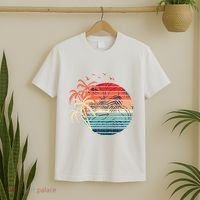 Exotic Flowers Coconut Palm Trees Retro Tropical Summer T-Shirt thumb 2