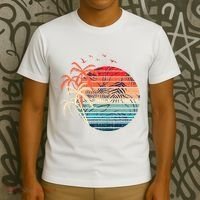 Exotic Flowers Coconut Palm Trees Retro Tropical Summer T-Shirt thumb 3