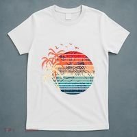 Exotic Flowers Coconut Palm Trees Retro Tropical Summer T-Shirt thumb 5