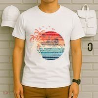Exotic Flowers Coconut Palm Trees Retro Tropical Summer T-Shirt thumb 6