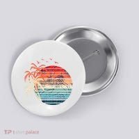 Exotic Flowers Coconut Palm Trees Retro Tropical Summer Button thumb 0