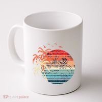 Exotic Flowers Coconut Palm Trees Retro Tropical Summer Coffee Mug thumb 0