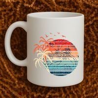 Exotic Flowers Coconut Palm Trees Retro Tropical Summer Coffee Mug thumb 2