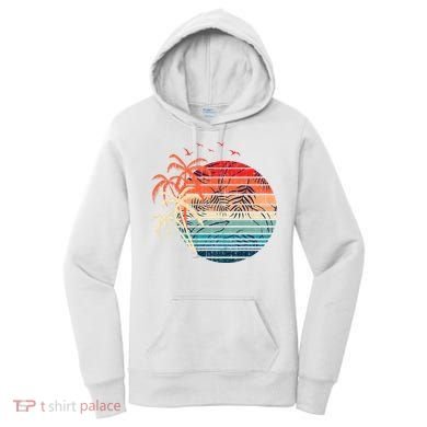 Exotic Flowers Coconut Palm Trees Retro Tropical Summer Women's Hoodie