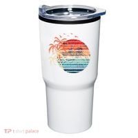 Exotic Flowers Coconut Palm Trees Retro Tropical Summer Tumbler thumb 0