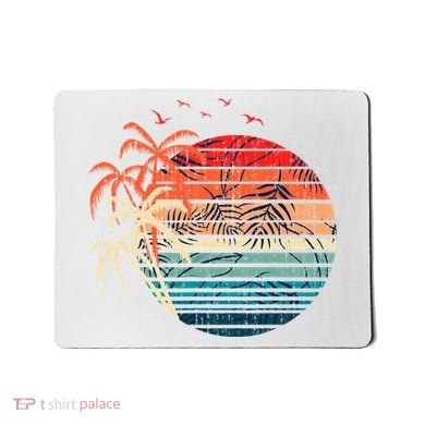 Exotic Flowers Coconut Palm Trees Retro Tropical Summer Mousepad
