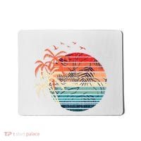Exotic Flowers Coconut Palm Trees Retro Tropical Summer Mousepad thumb 0