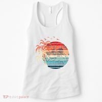 Exotic Flowers Coconut Palm Trees Retro Tropical Summer Women's Tank Top thumb 0