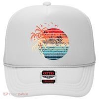 Exotic Flowers Coconut Palm Trees Retro Tropical Summer Hat thumb 0