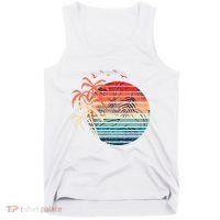 Exotic Flowers Coconut Palm Trees Retro Tropical Summer Tank Top thumb 0
