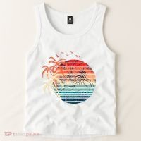 Exotic Flowers Coconut Palm Trees Retro Tropical Summer Tank Top thumb 2