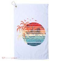 Exotic Flowers Coconut Palm Trees Retro Tropical Summer Golf Towel thumb 0