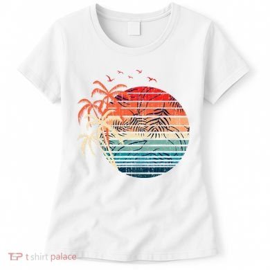 Exotic Flowers Coconut Palm Trees Retro Tropical Summer Women's T-Shirt
