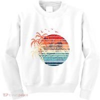 Exotic Flowers Coconut Palm Trees Retro Tropical Summer Kids Sweatshirt thumb 0