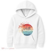Exotic Flowers Coconut Palm Trees Retro Tropical Summer Kids Hoodie thumb 0