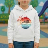 Exotic Flowers Coconut Palm Trees Retro Tropical Summer Kids Hoodie thumb 3