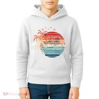 Exotic Flowers Coconut Palm Trees Retro Tropical Summer Kids Hoodie thumb 4