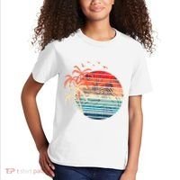 Exotic Flowers Coconut Palm Trees Retro Tropical Summer Kids T-Shirt thumb 2