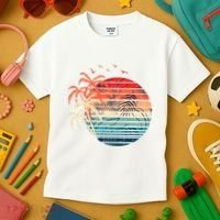 Exotic Flowers Coconut Palm Trees Retro Tropical Summer Kids T-Shirt thumb 3