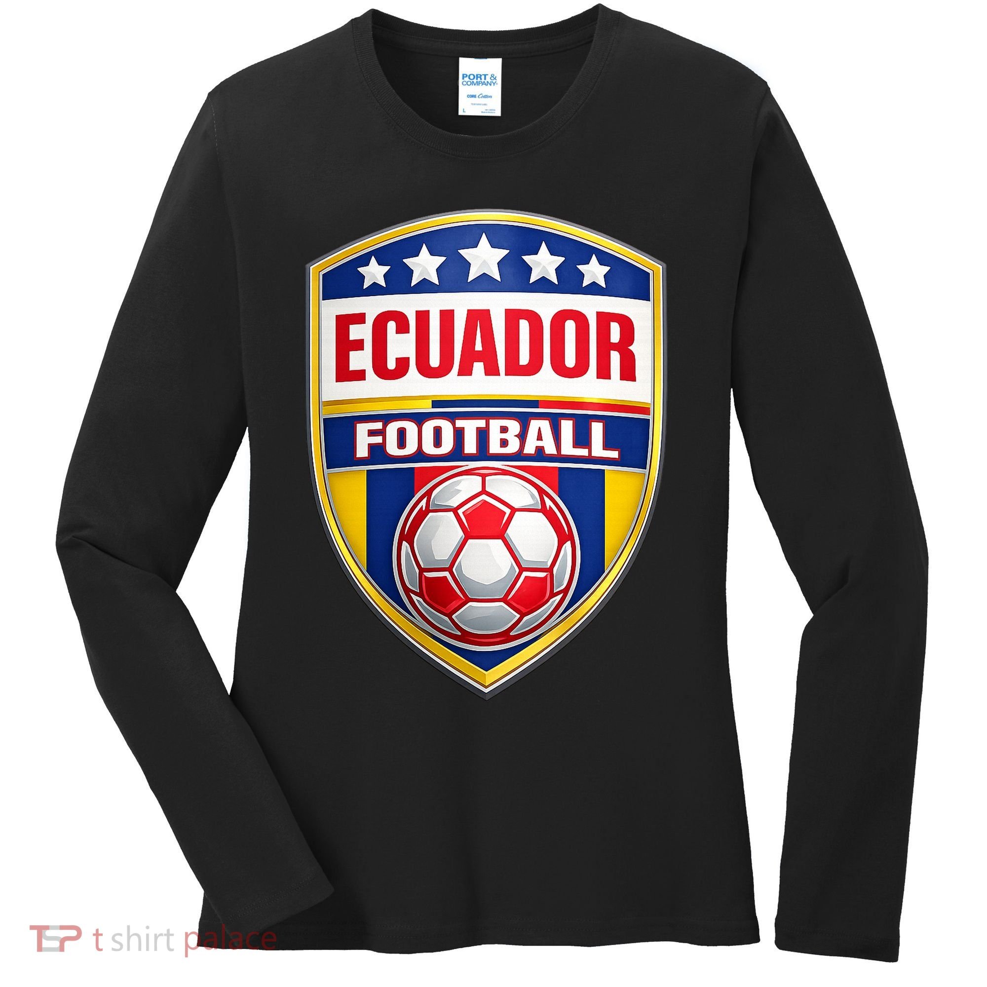Ecuador Football Crest Soccer Ball Badge Shield Women's Long Sleeve Shirt