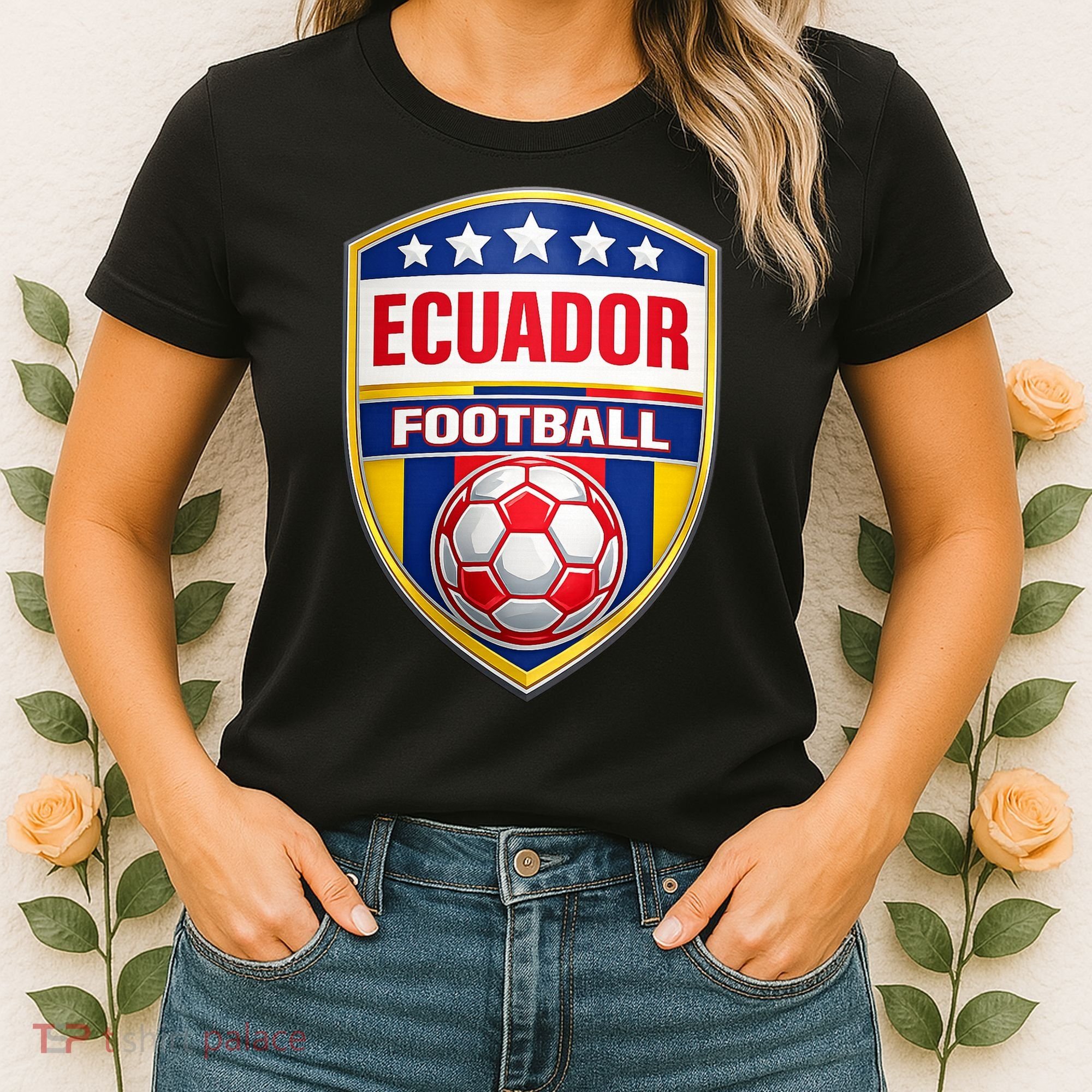 Ecuador Football Crest Soccer Ball Badge Shield Women's T-Shirt