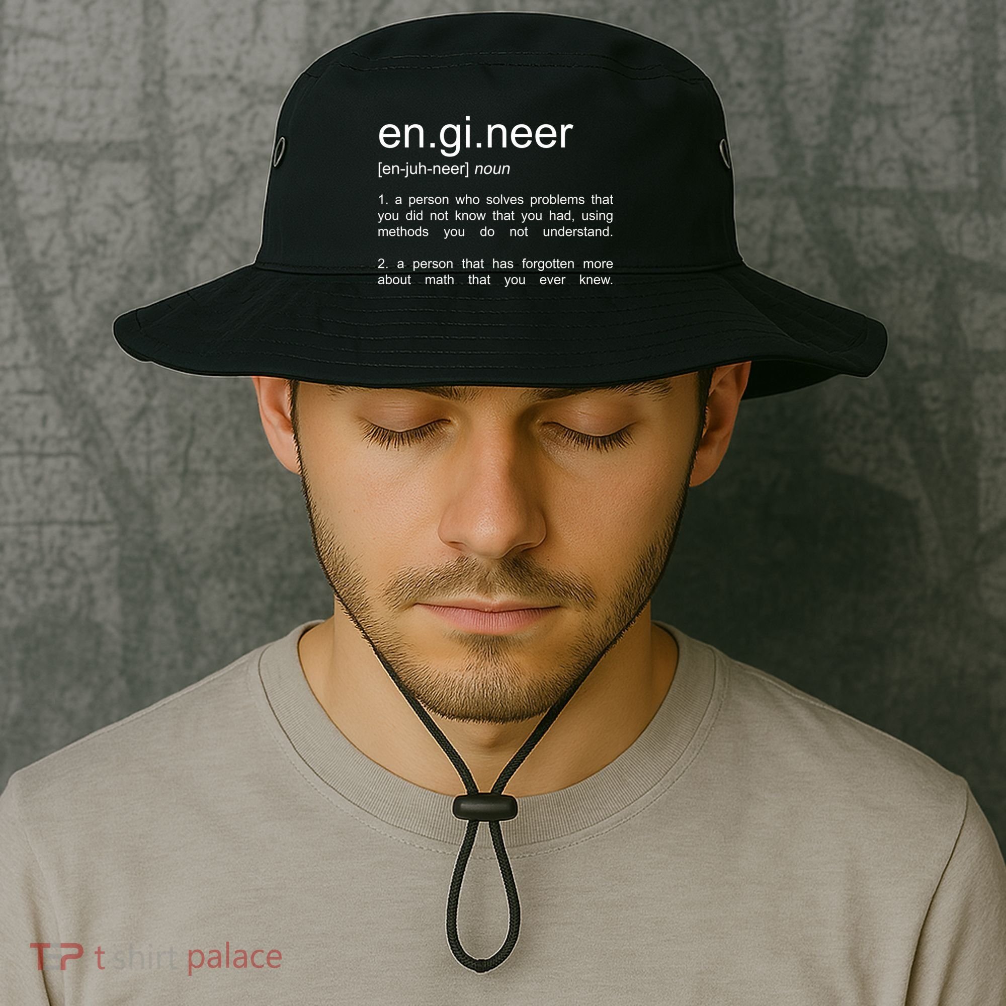 Engineer Funny Dictionary Definition Cute Gift Bucket Hat