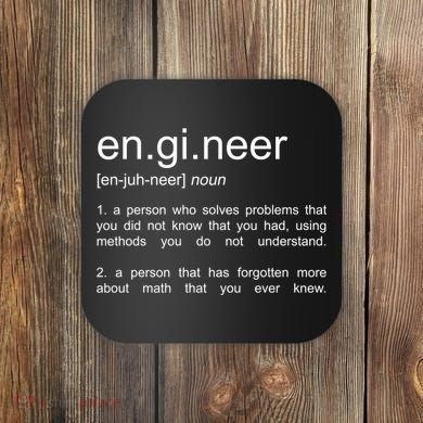 Engineer Funny Dictionary Definition Cute Gift Coaster