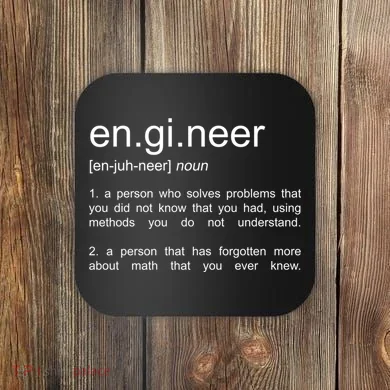 Engineer Funny Dictionary Definition Cute Gift Coaster