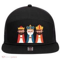 Epiphany Feliz Dia De Reyes Three Wise Happy Holy Kings 7 Panel Mesh Trucker Snapback Hat thumb 0