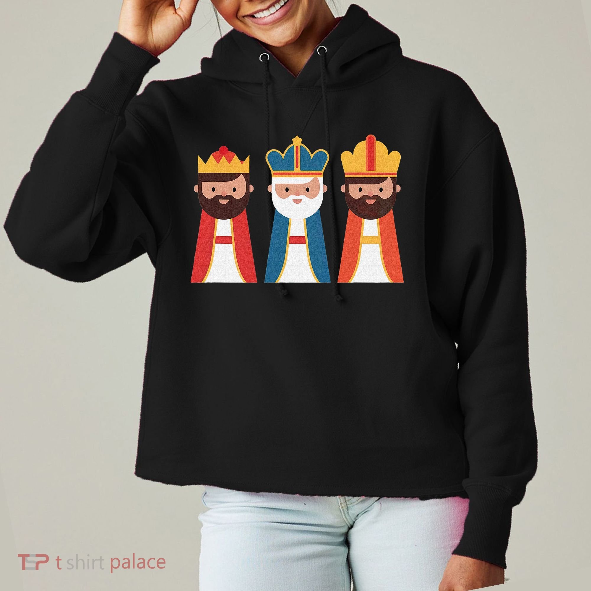 Epiphany Feliz Dia De Reyes Three Wise Happy Holy Kings Ladies Heavyweight Boxy Pullover Hoodie