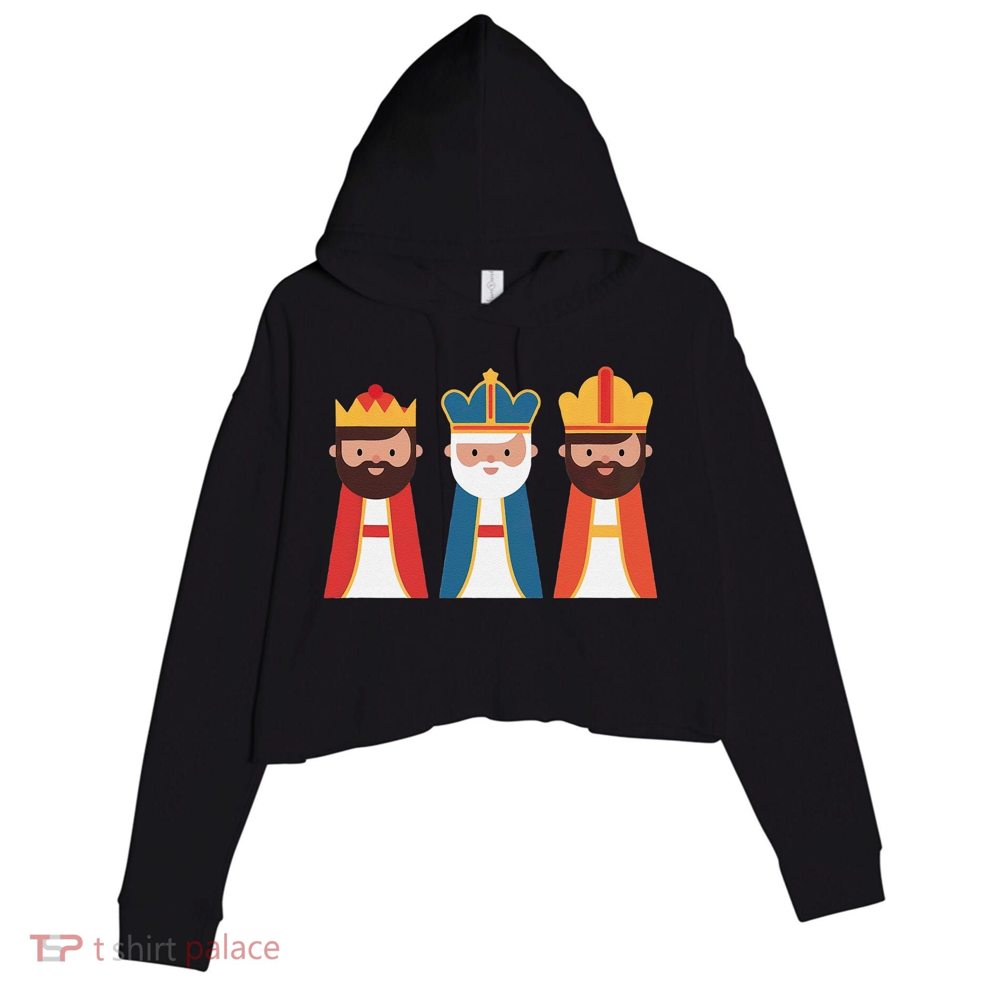 Epiphany Feliz Dia De Reyes Three Wise Happy Holy Kings Crop Fleece Hoodie