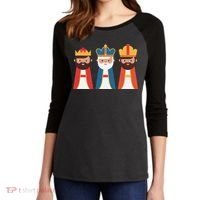 Epiphany Feliz Dia De Reyes Three Wise Happy Holy Kings Women's Tri-Blend 3/4-Sleeve Raglan Shirt thumb 2