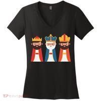 Epiphany Feliz Dia De Reyes Three Wise Happy Holy Kings Women's V-Neck T-Shirt thumb 0