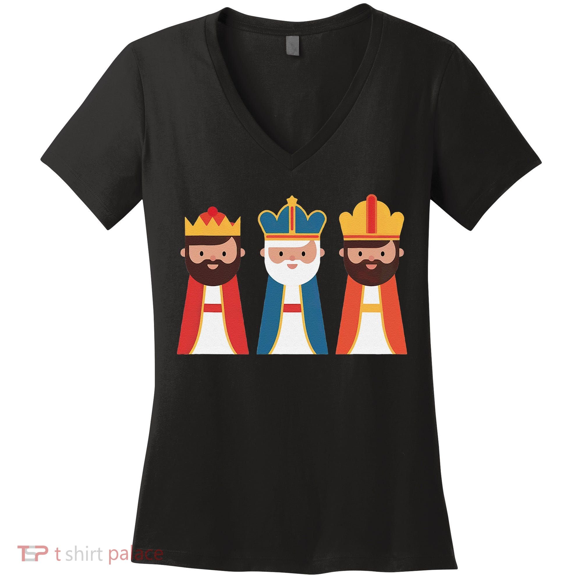 Epiphany Feliz Dia De Reyes Three Wise Happy Holy Kings Women's V-Neck T-Shirt