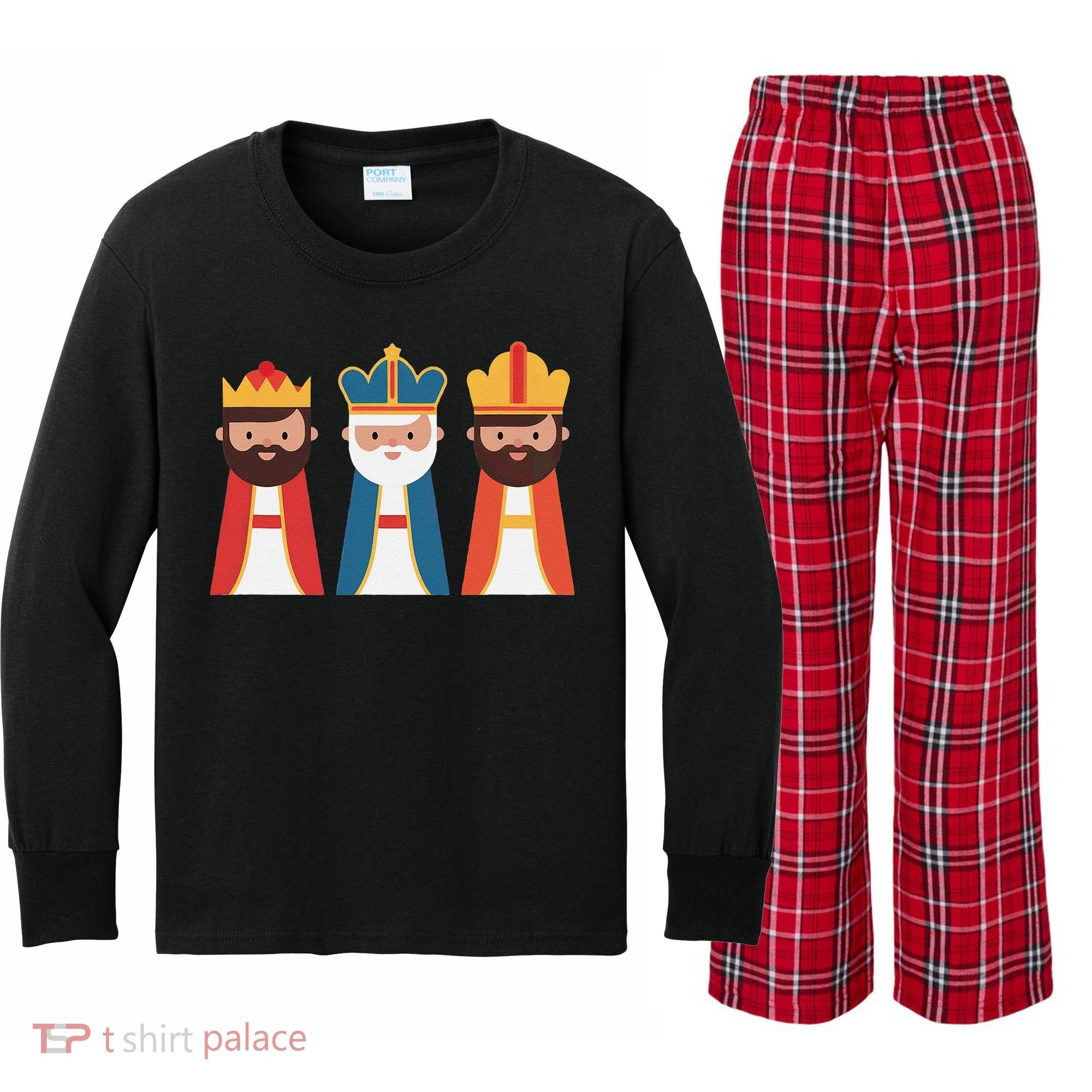 Epiphany Feliz Dia De Reyes Three Wise Happy Holy Kings Kids Long Sleeve Plaid Pajama Set